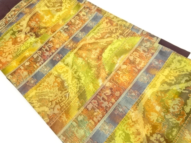 横段に幾何学模様織出し名古屋帯